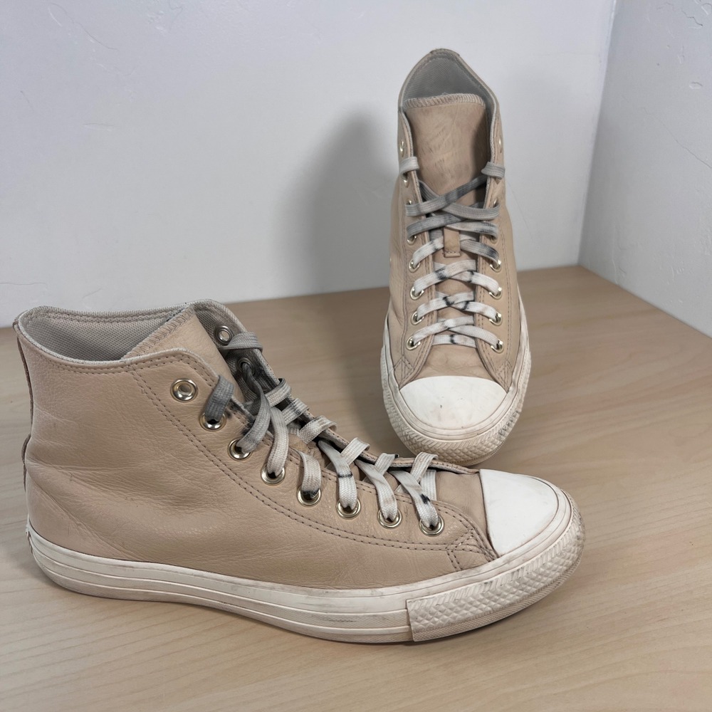 Converse Chuck Taylor All Star Women 9.5 Beige Leather High Top A03734C